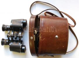 Schütz Cassel Atlantic 6x24 jelzett, bőrbevonatú prizmás látcső akasztóval, bőrtokban /  Binoculars with hanger, in leather case