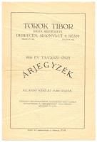 1930 Török Tibor debreceni Dália Kertészetének tavaszi-őszi árjegyzéke