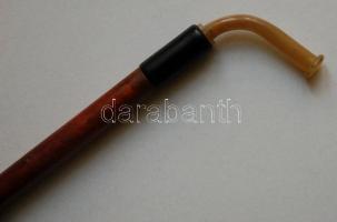 cca 1900 Pipa jelzett ezüst (Ag) sipkával, borostyán szopókával, bőr tokban Adler Fülöp Fia műhelyéb...