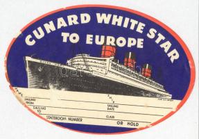 ~1930Cunard White Star tengerjáró hajó ovális bőröndmatricája 17x11cm