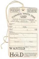 ~1930 Cunard White Star tengerjáró hajó bőröndcímkéje