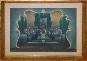 A Reth jelzéssel: Katonai síremlék, vegyes technika, papír, üvegezett keretben, 24×32 cm