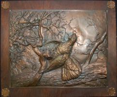 2 db réz dombormű, fa lapra szögelve, 24×19 cm