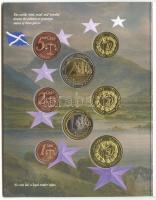 Nagy-Britannia 2003. 1c,2c,5c,10c,20c,50c,1,2 próbaveretek, szettben, díszkiadásban T:BU Great Britain 2003. 1 Cent, 2 Cent, 5 Cent, 10 Cent, 20 Cent, 50 Cent, 1 Euro, 2 Euro commemorative Euro trial mint set in original folder C:BU
