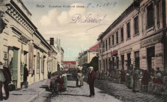 Baja Erzsébet királyné utca, üzletek (Rosenfeld Albert, Sinkovits Béla, Reich Farkas és fiai, Liebl Rezső)