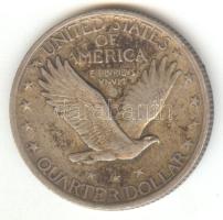 Amerikai Egyesült Államok 1923. 1/4$ Ag "Standing Liberty" T:2- USA 1923. Quarter Dollar Ag "Standing Liberty" C:VF