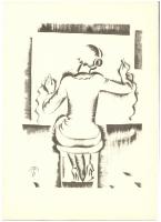 Molnár C. Pál (1894-1981): Telefonos kisasszony, kis szériás ofszet-karton, jelzett, 21x29 cm