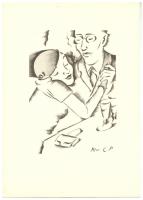 Molnár C. Pál (1894-1981): Randevú, kis szériás ofszet-karton, jelzett, 29x21cm