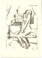 Molnár C. Pál (1894-1981): Jó reggelt, kis szériás ofszet-karton, jelzett, 29x21cm