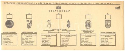 1946 Választási szavazólap, hajtott középen