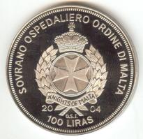 Máltai Lovagrend 2004. 100L "Románia az EU-ban" T:PP tanúsítvánnyal Sovereign Order of Malta 2004. 100 Liras "Romania in the EU" C:PP
