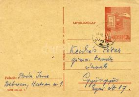 1965. Levelezőlapon Bán Imre irodalomtörtésnész, egyetemi professzor sajátkezű címzése, levele, aláírása