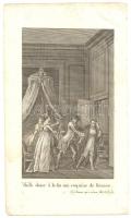 cca 1800 "Voila donc a la fin ma coquine de femme", rézmetszet, könyvillusztráció Voltaire La femme qui a raison című színdarabjához 17x10cm