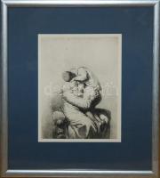 Zichy Mihály erotikus cinkográfia, üvegezett keretben, 20×15 cm