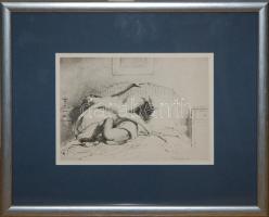 Zichy Mihály erotikus cinkográfia, üvegezett keretben, 15×20 cm