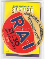 4db régi reklámkártya autó-motor-motorcsónak kiállításokról - Bp., Genf, München, Amszterdam