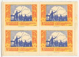 ~1920  2db irredenta levélzáró négyestömb - Kívánjuk a földrajzoktatás reformját!