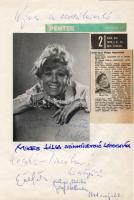 1978. Mikes Lilla színművésznő sajákezű írása, aláírása emléklapon és 15x11cm-es fotón