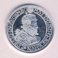 Magyar tallérok utánveretben "II. Mátyás Tallérja 1611." Ag (0,999) 20g T:PP Tanúsítvánnya...