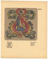 cca 1930 Nagy Sándor bőrdíszterve, színes nyomat, 25,5x20,5cm (könyvillusztráció)