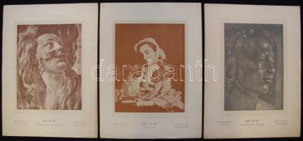1889/1891/1893 Híres festmények és grafikák (Dürer, Botticelli, Leonardo, Rembrandt, etc.) reprodukciói, 30,5x23cm
