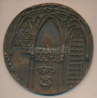 Varga Éva (1949-) 1976. "X. Nyírbátori Zenei Napok" nagyalakú öntött Br emlékplakett (114mm) T:2-(hátlapon festék és falnyom)