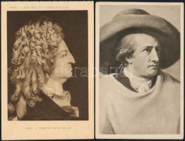 2 db használatlan, régi képeslap Híres Emberekkel (Goethe, XIV. Lajos)