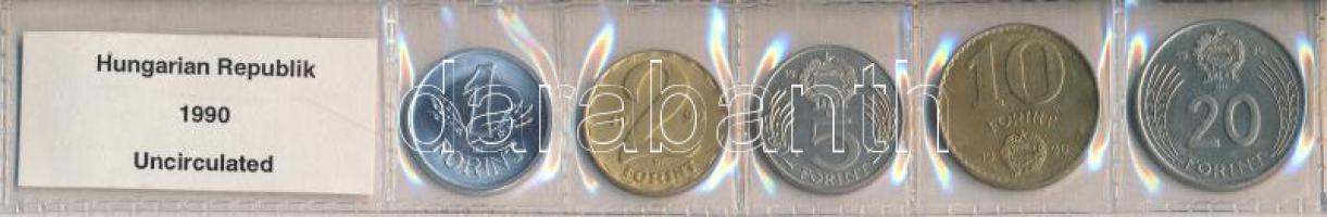 1990. Kiadatlan forgalmi sor laminált fóliatokban 1Ft-20Ft 5klf db "Magyar Köztársaság" felirattal, de "Kádár" címerrel T:1