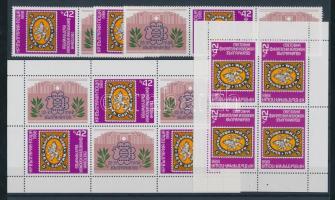4 klf bélyegkiállítási kisív + változatai + tépésváltozatai 4 divers stamp exhibition minisheet + va...