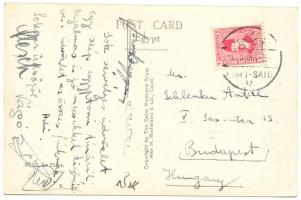 1938 Magyar vízilabdázók által aláírt képeslap Egyiptomból Schlenker Antal edzőnek.