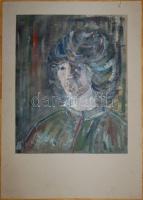 Jelzés nélkül: Női portré, olaj, papír, 49×40 cm