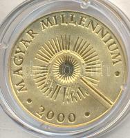 Sülle Mária 2000. "Magyar Millennium" aranyozott Ag(0.925) emlékérem (4,25g/23mm) T:PP