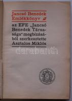 Jancsó Benedek Emlékkönyv. Szerk. Asztalos Miklós. Bp., 1931, Egyetemi Nyomda. Kiadói félbőr kötésben, egy fotómelléklet hiányzik