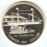 Kanada 1991. 1$ Ag "Frontenac-hajó" T:PP Díszdobozban Canada 1991. 1 Dollar Ag "Frontenac" in case C:PP