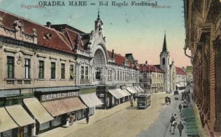 Nagyvárad Rákóczi street, shops, tram