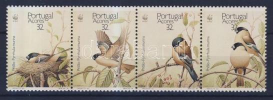 WWF birds set stripe of 4 + the set on FDC WWF Madarak sor négyescsíkban + a sor értékei 4 FDC-n