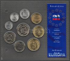Szlovénia 1992-2004. 10s-50T 9klf darab "Az utolsó Tolár forgalmi pénzek" szettben T:1 Slovenia 1992-2004. 10 Stotinov - 50 Tolarjev, 9 different coins "The Last Tolar coins" set C:Unc