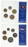 Belgium 1966-1991. 50c-20Fr 5klf darab "Az utolsó Frank forgalmi pénzek" szettben T:1,1- / Hollandia 1996-2001. 5c-5G 6klf darab "Az utolsó Gulden forgalmi pénzek" szettben T:PP Belgium 1966-1991. 50 centimes - 20 Francs, 5 different coins "The Last Franc coins" set C:Unc,AU / Netherlands 1996-2001. 5 cents - 5 Gulden, 6 different coins "The Last Gulden coins" set C:PP