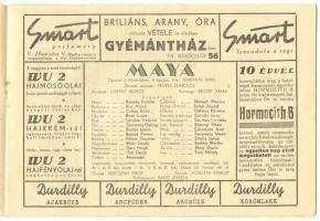 cca 1940 Fővárosi Operettszínház programfüzet 2 db letéphető képeslappal (Karády, Latabár) 10p