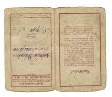 1934-1938 Magyar Szociáldemokrata Párt tagsági könyv 4 év tagsági bélyegeivel