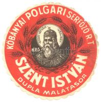 Szent István dupla malátasör sörcímke d:13 cm