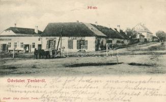 Tenke main square with the shops of Dávid Lévy and Lajos Rosenfeld (b)