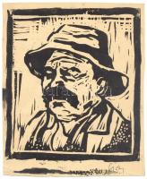 Gácsi Mihály (1926-1987): Férfi fej, linómetszet, papír, jelzett