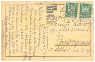 Layer Károly, művészettörténész, a Magyar Történeti Múzeum Igazgatója saját kézzel írt képeslapja Csányi Károlynak