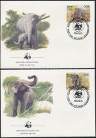 WWF Ceylon-i elefánt sor 4 db FDC-n, WWF Ceylon Elephant set 4 FDC