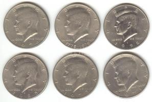 Amerikai Egyesült Államok 1973-1998. 1/2$ "Kennedy" (6x) mind klf évszámmal T:2,2-
USA 197...