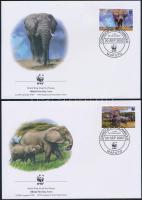 WWF African savannah elephants set on 4 FDC WWF Afrikai szavanna elefánt sor 4 db FDC-n