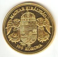 1908. 100K "COPY" jelzésű aranyozott réz-nikkel replika (38mm/25g) T:BU