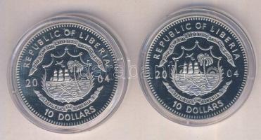 Libéria 2004. 10$ (2x) "Szabadság pillanatai-Lech Walesa és a Szolidaritás 1980. / Jean d´Arc 1...