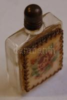 cca 1900 Parfümös üvegcse gobelin díszítéssel / 
Vintage parfume bottle with gobelin decoration 6x4c...